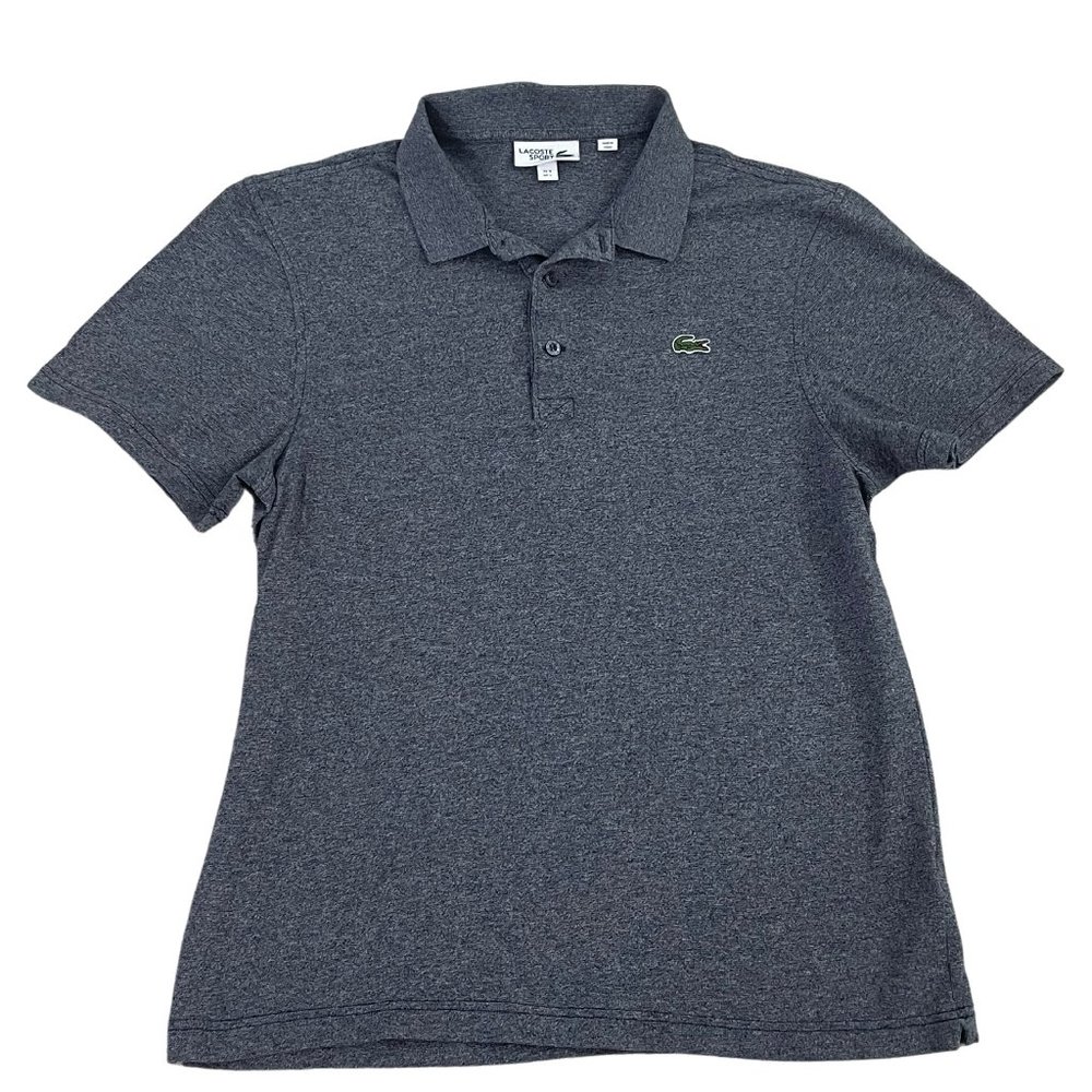 Lacoste Sport Men's L1230 Polo Shirt Gray Short Sleeve Large Logo